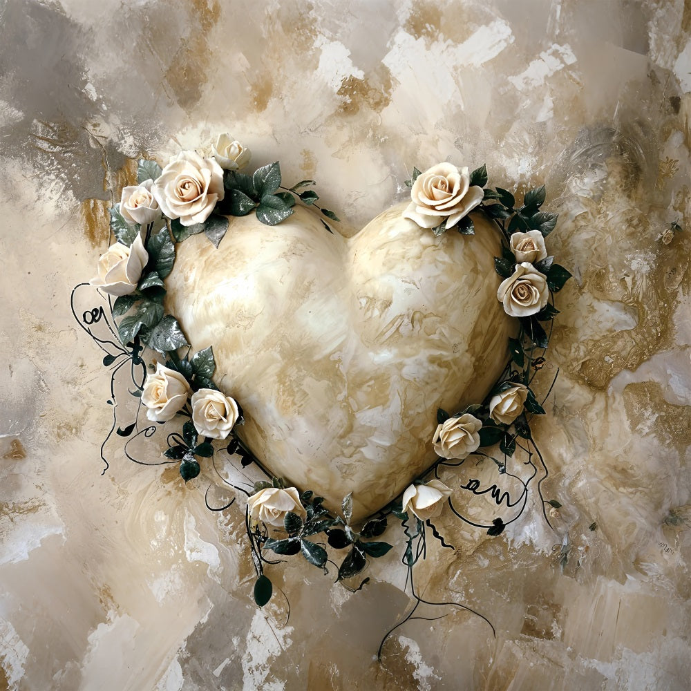 Backdrop For Valentine Classic Marble Texture Rose Heart Backdrop BRP12-218