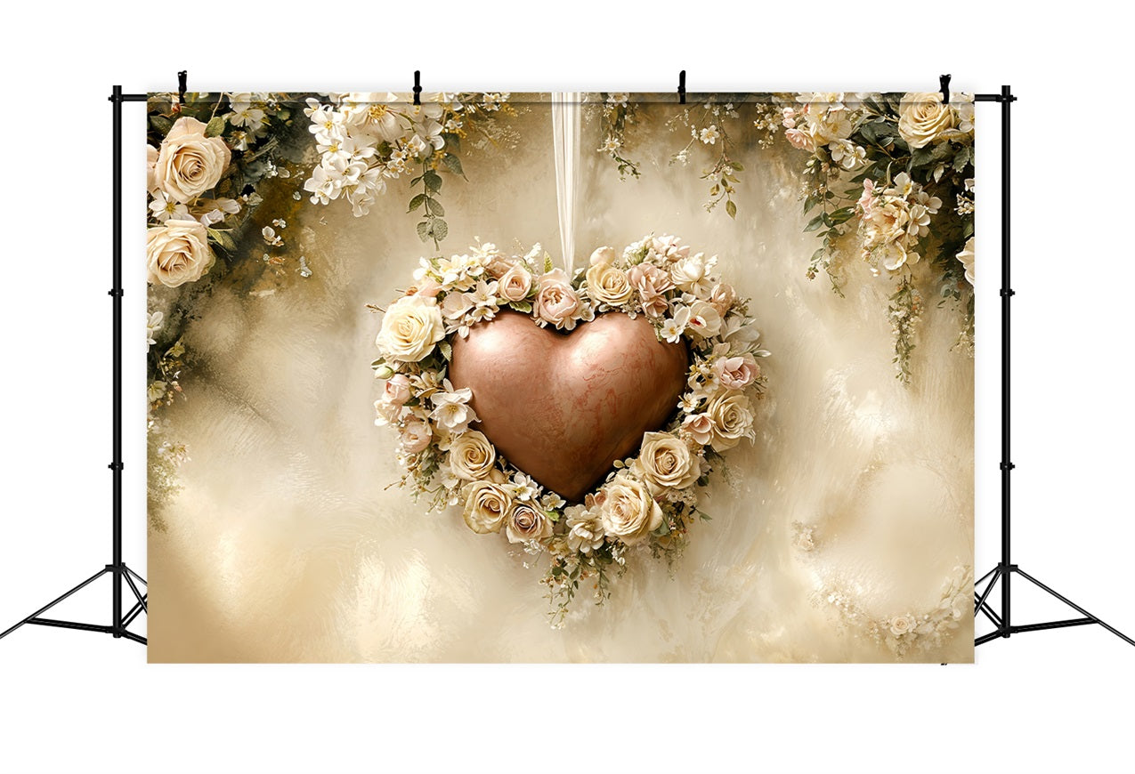 Valentine's Day Backdrop Vintage Floral Heart Frame Backdrop BRP12-221