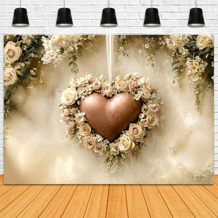 Valentine's Day Backdrop Vintage Floral Heart Frame Backdrop BRP12-221