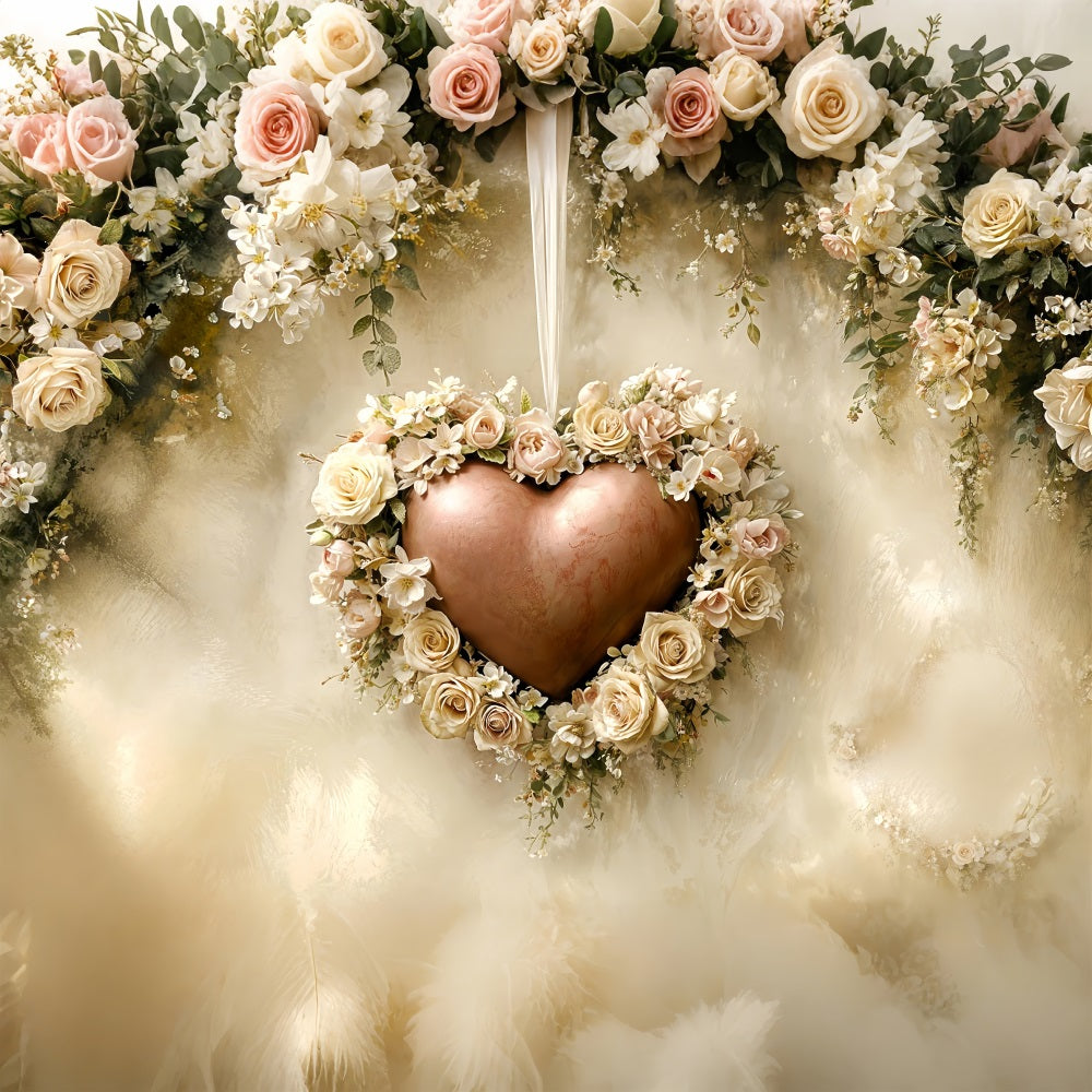 Valentine's Day Backdrop Vintage Floral Heart Frame Backdrop BRP12-221