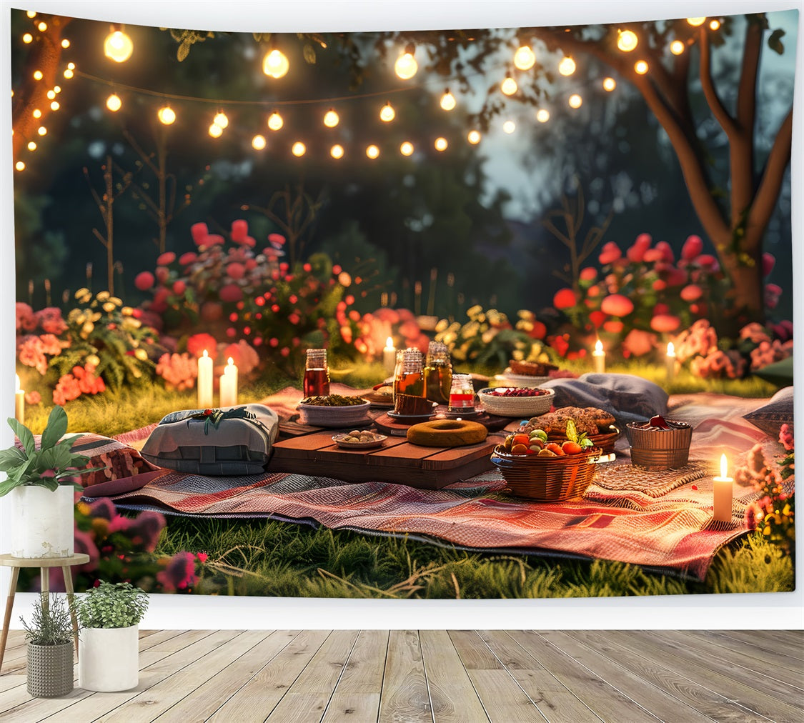 Valentine's Backdrop Romantic Evening Picnic Floral Decor Backdrop BRP12-222