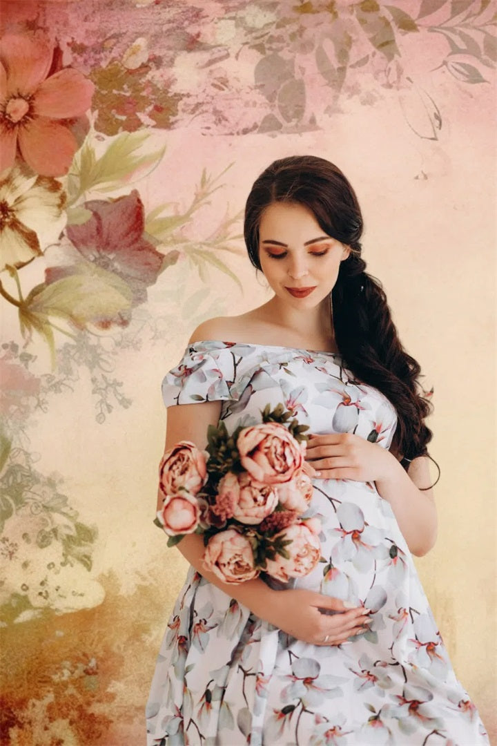 Maternity Photoshoot Backdrop Vintage Floral Decor Wall Backdrop BRP12-23