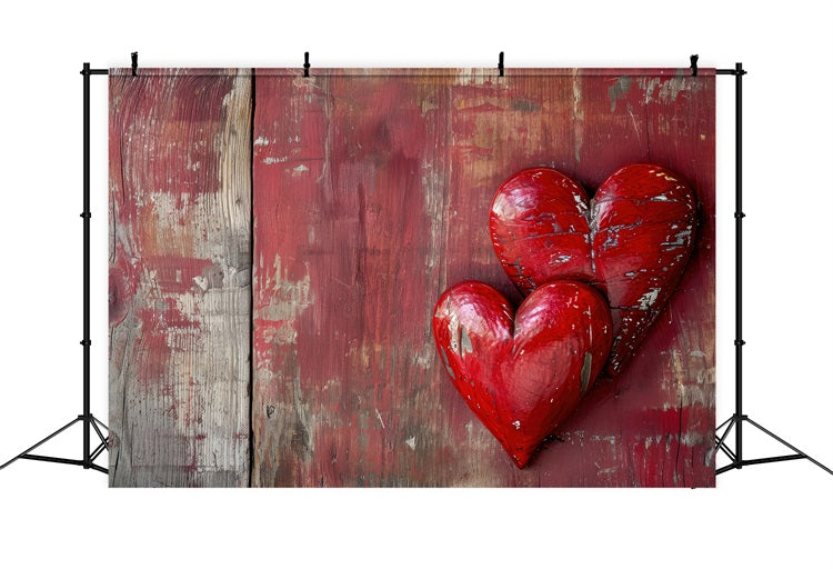 Valentine Backdrop Aged Wooden Planks Vintage Hearts Backdrop BRP12-230