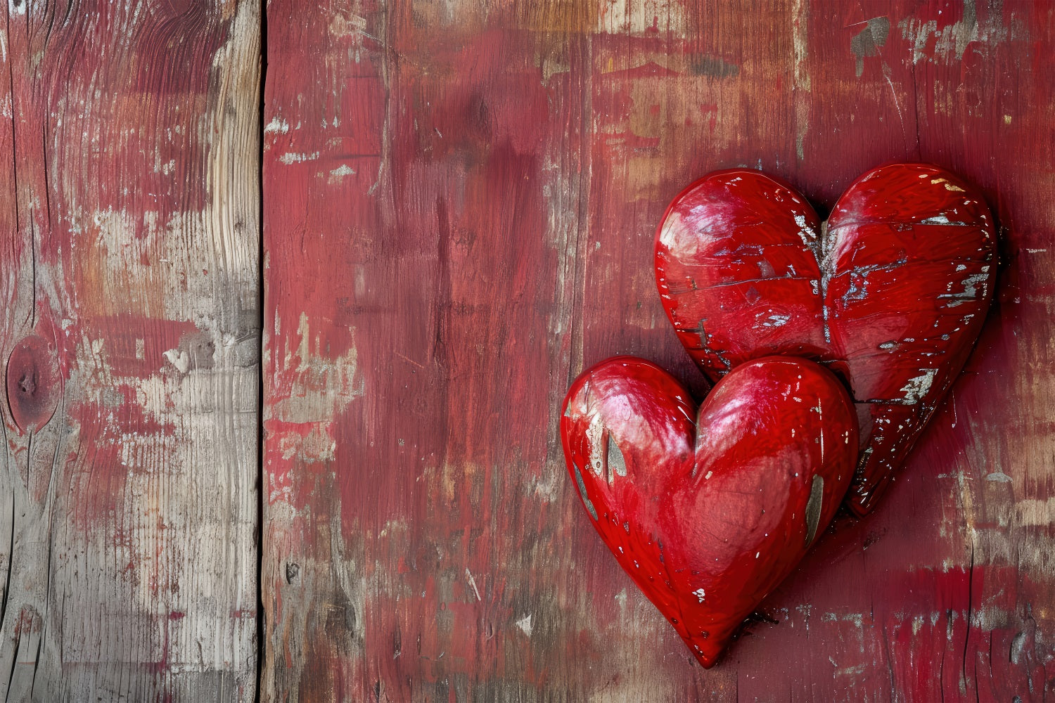 Valentine Backdrop Aged Wooden Planks Vintage Hearts Backdrop BRP12-230