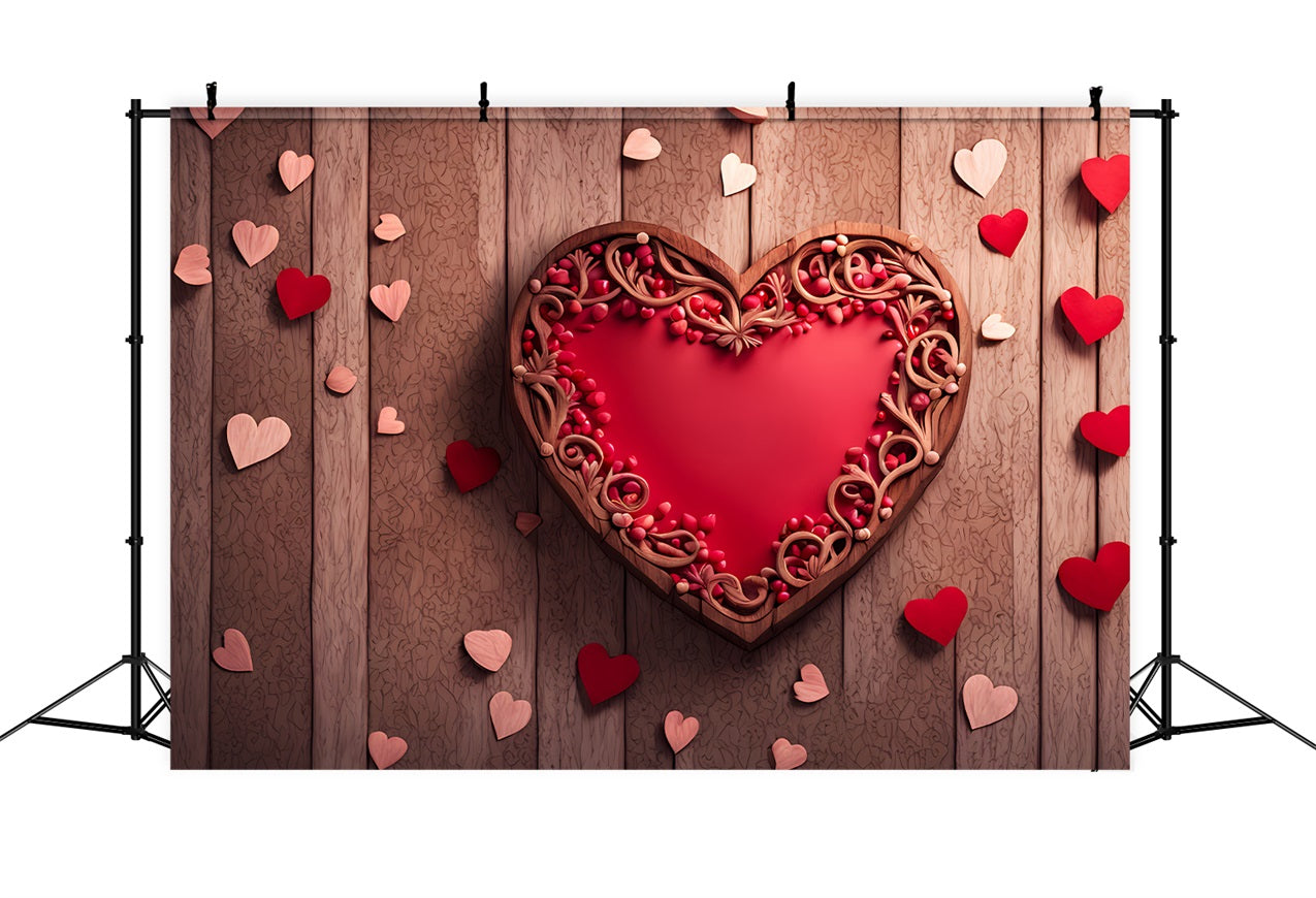 Backdrops Valentines Romantic Carved Heart Wood Wall Backdrop BRP12-231