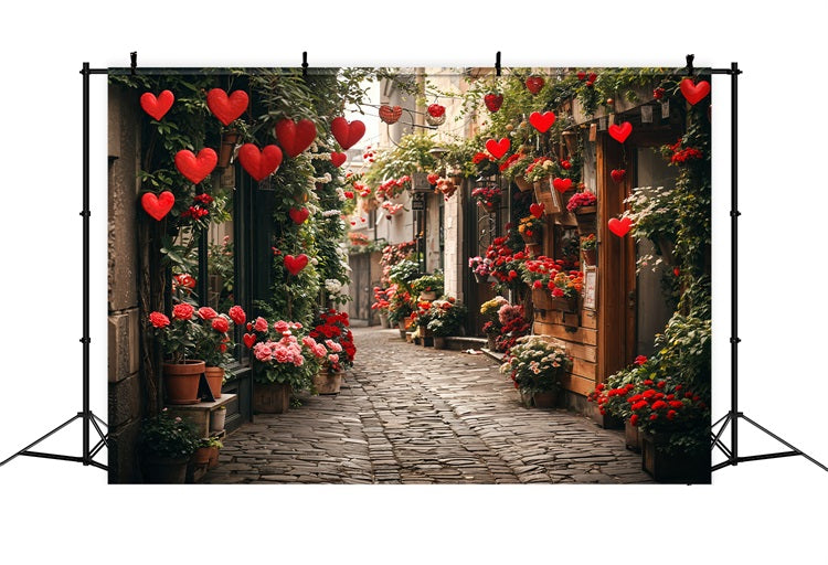 Valentine's Day Backdrop Romantic Floral Pathway Heart Backdrop BRP12-232