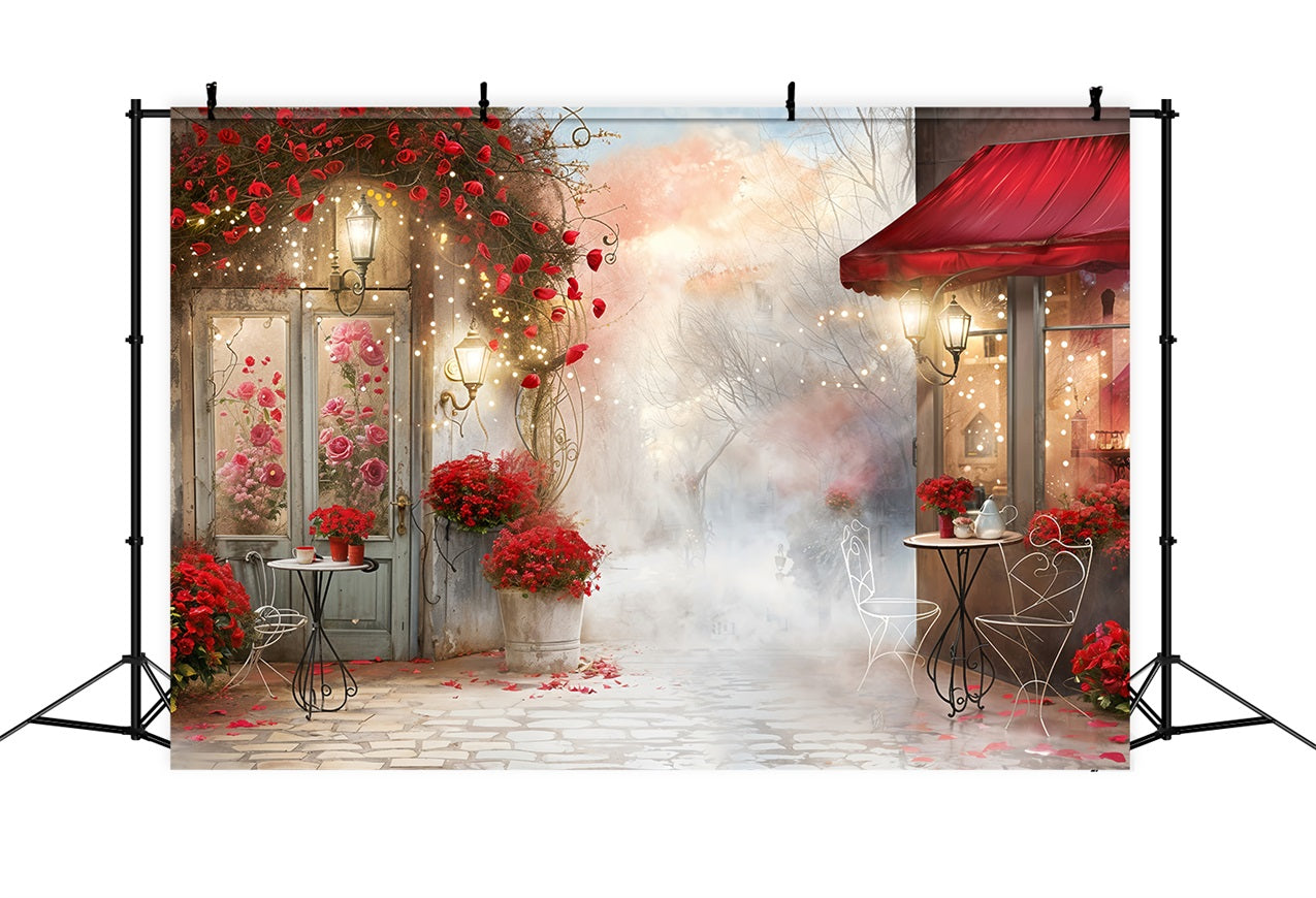 Valentine Backdrops Misty Romantic Valentine Garden Cafe Backdrop BRP12-234