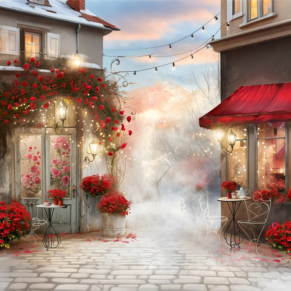 Valentine Backdrops Misty Romantic Valentine Garden Cafe Backdrop BRP12-234