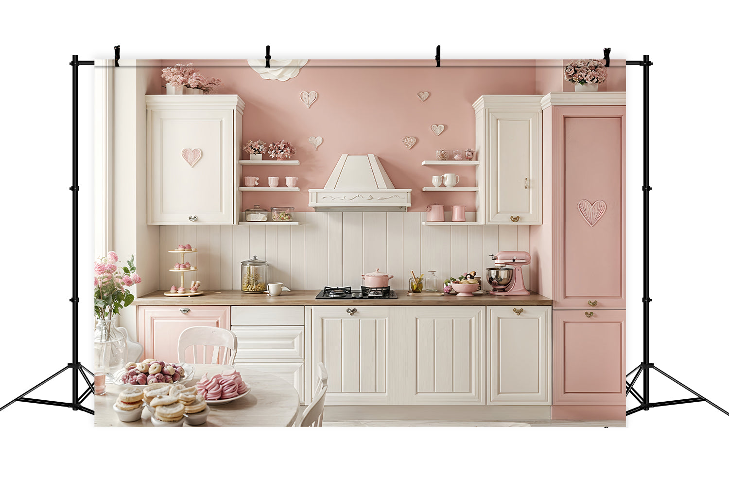 Valentine Backdrop Pink White Kitchen Backdrop BRP12-240