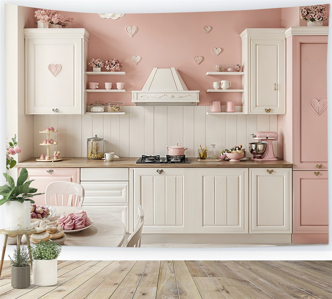 Valentine Backdrop Pink White Kitchen Backdrop BRP12-240