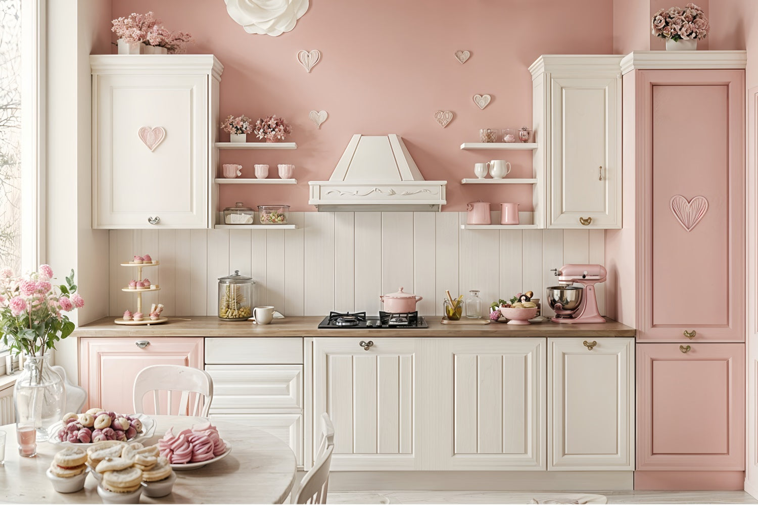 Valentine Backdrop Pink White Kitchen Backdrop BRP12-240