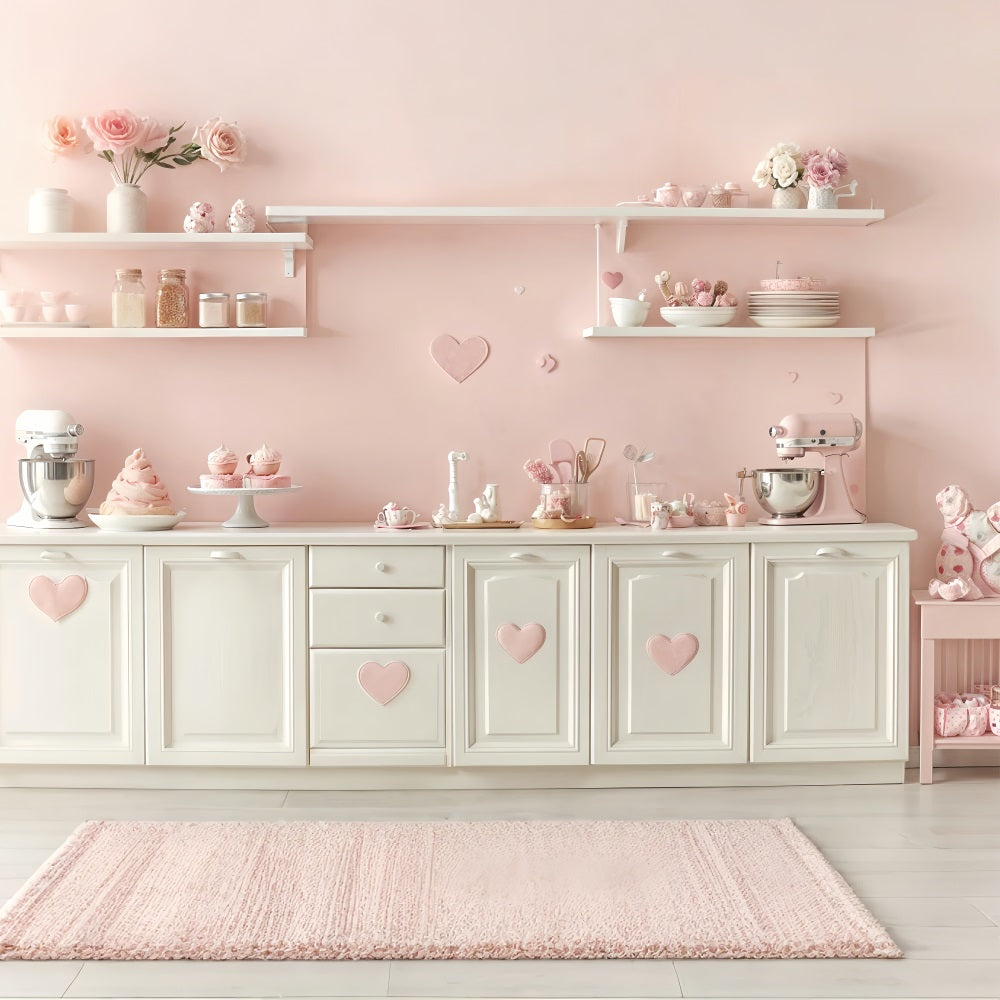 Valentine Backdrop Ideas Pastel Kitchen Pink Heart Backdrop BRP12-241