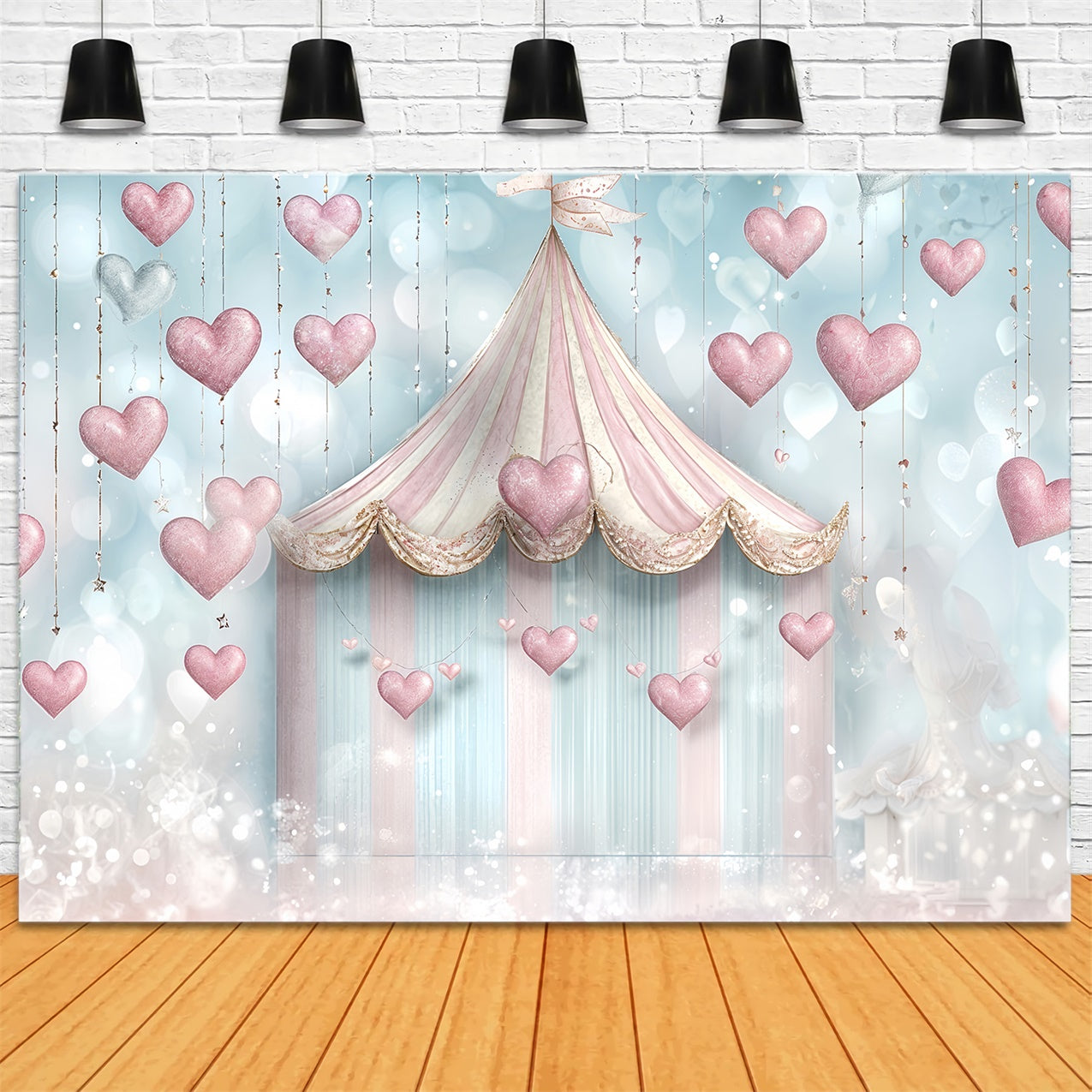 Valentine Theme Backdrop Pastel Tent Heart Decorations Backdrop BRP12-243