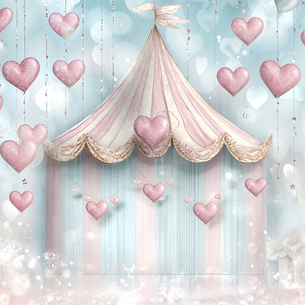 Valentine Theme Backdrop Pastel Tent Heart Decorations Backdrop BRP12-243