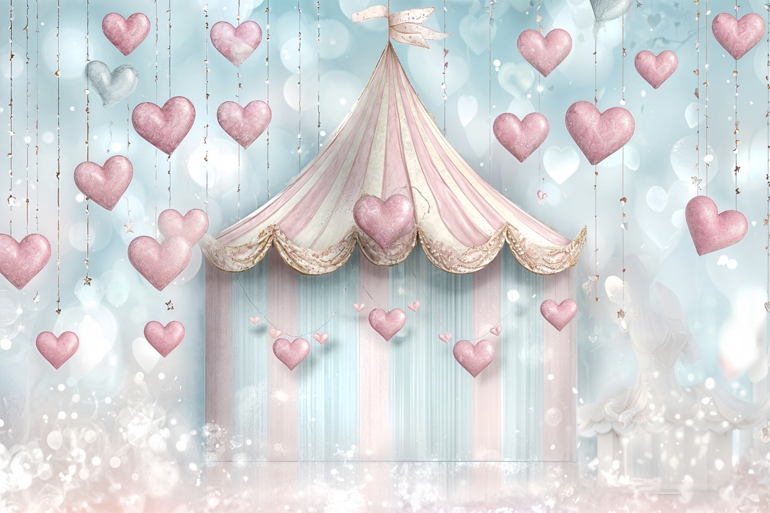 Valentine Theme Backdrop Pastel Tent Heart Decorations Backdrop BRP12-243