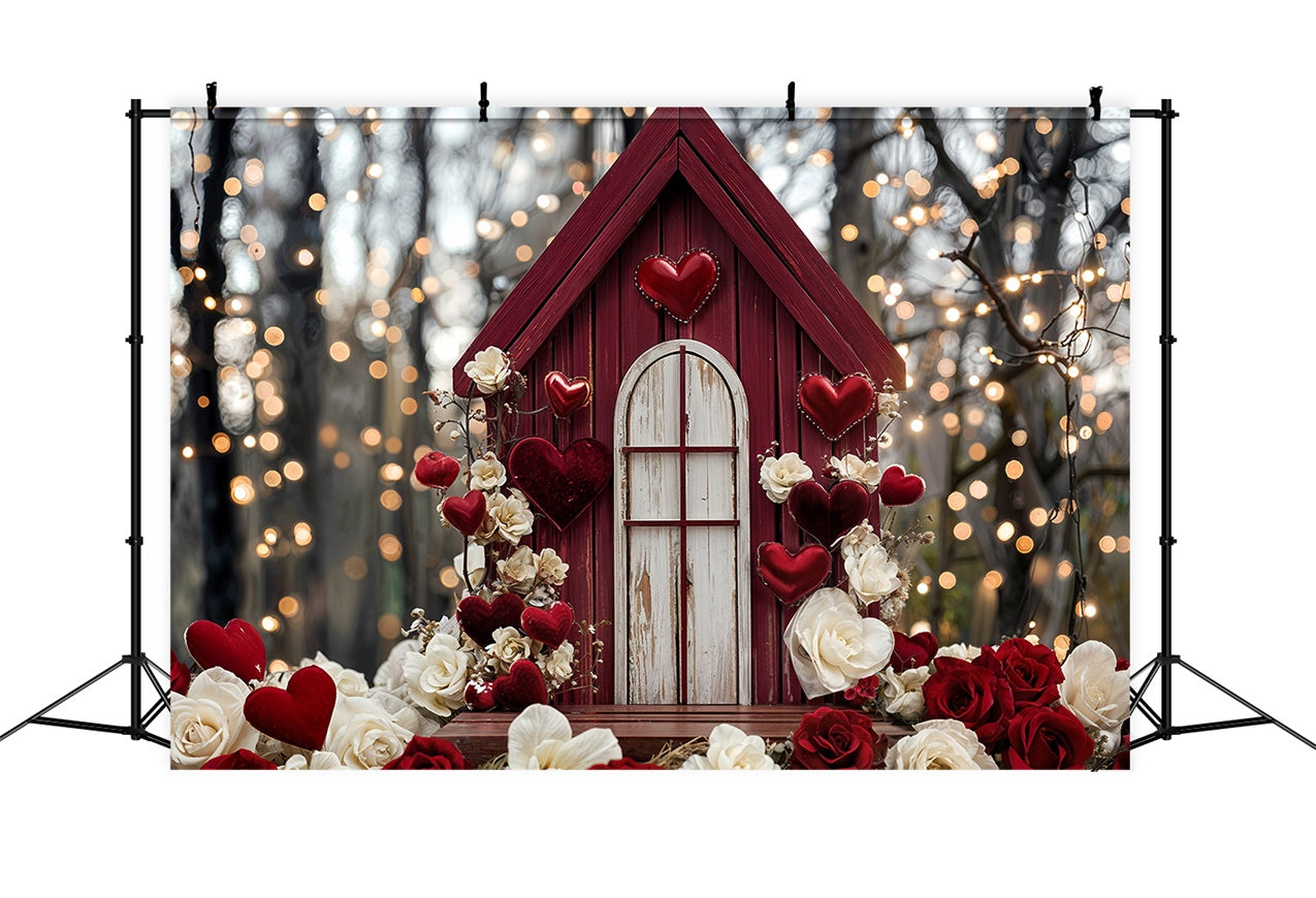 Valentines Heart Backdrop Red Cottage Heart Roses Backdrop BRP12-245