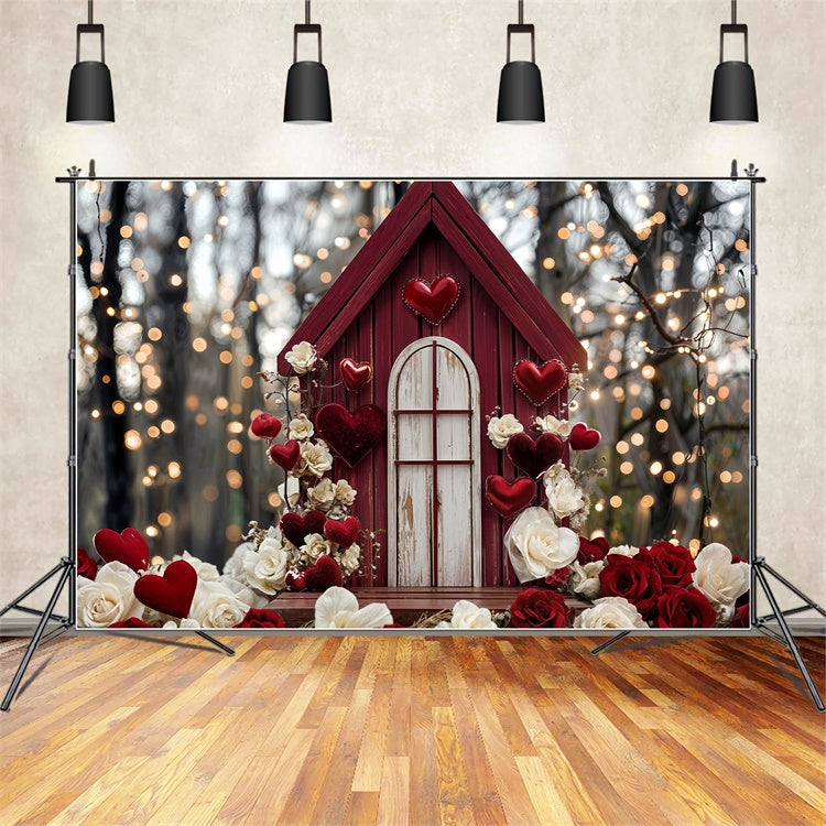 Valentines Heart Backdrop Red Cottage Heart Roses Backdrop BRP12-245