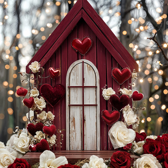 Valentines Heart Backdrop Red Cottage Heart Roses Backdrop BRP12-245