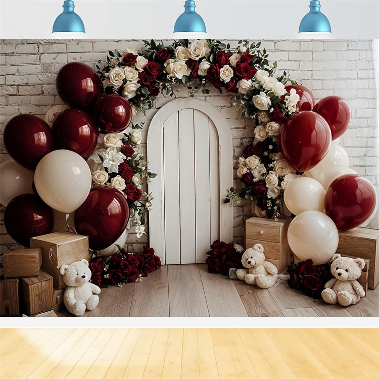 Backdrop Valentine's Day Balloon Arch Floral Door Backdrop BRP12-250