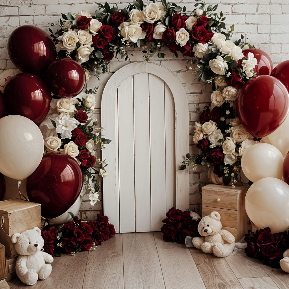 Backdrop Valentine's Day Balloon Arch Floral Door Backdrop BRP12-250