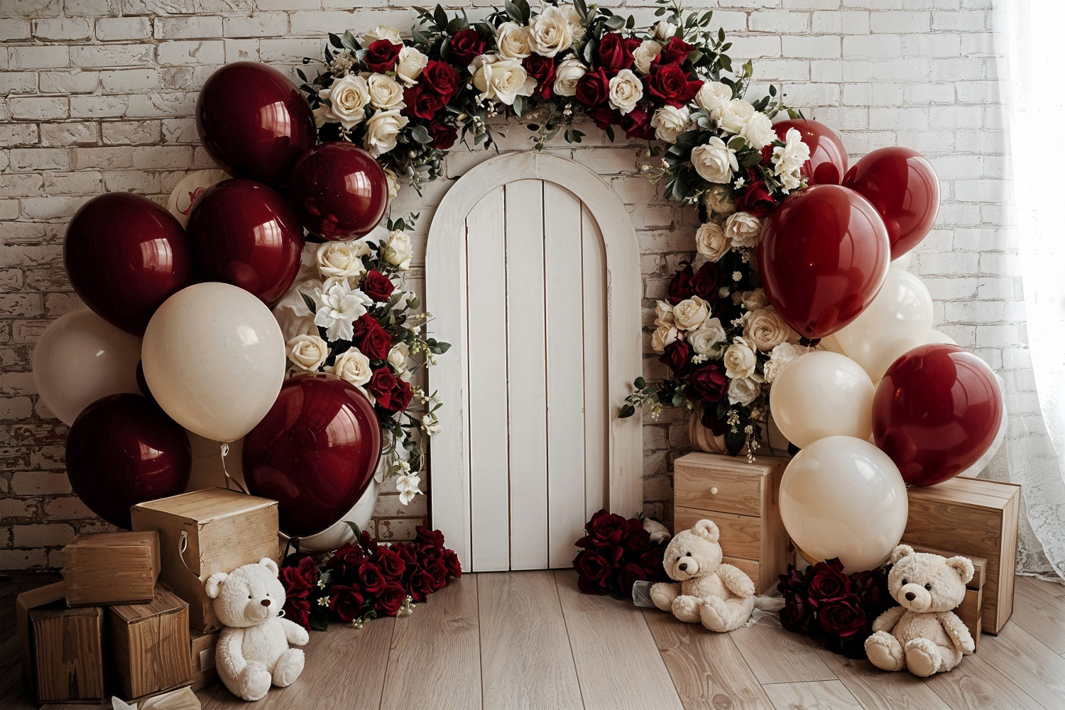 Backdrop Valentine's Day Balloon Arch Floral Door Backdrop BRP12-250