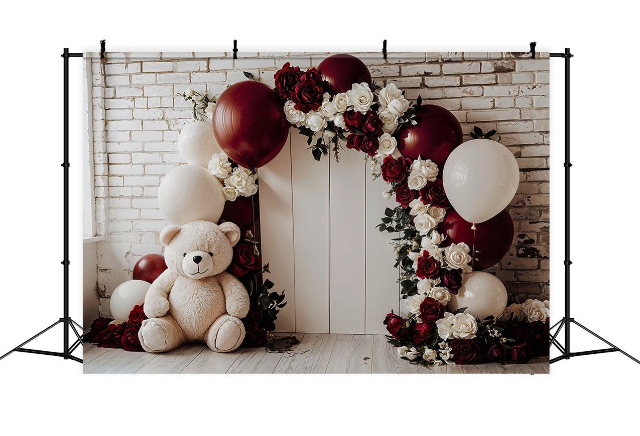 Backdrop Valentine Teddy Floral Arch Balloon Backdrop BRP12-251