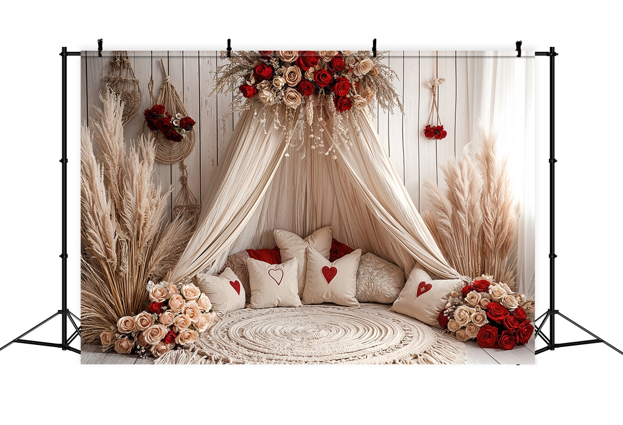 Valentine Photography Backdrops Boho Canopy Rose Decor Backdrop BRP12-254