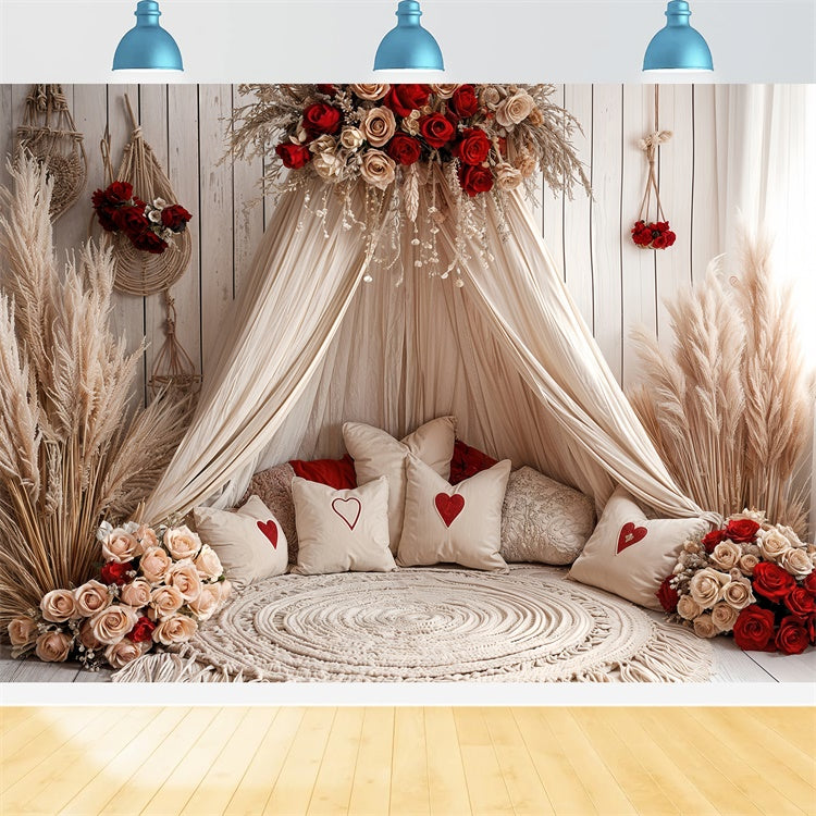 Valentine Photography Backdrops Boho Canopy Rose Decor Backdrop BRP12-254