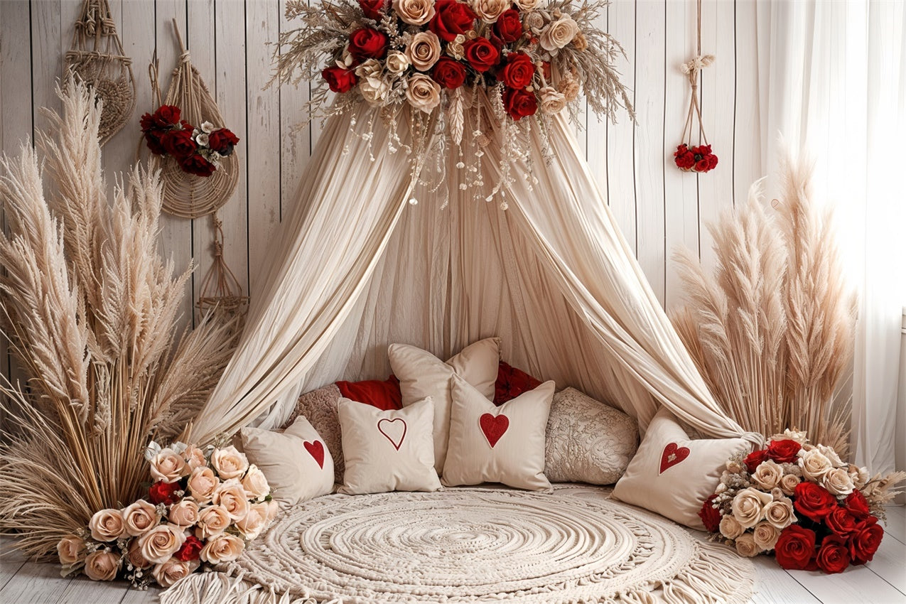 Valentine Photography Backdrops Boho Canopy Rose Decor Backdrop BRP12-254