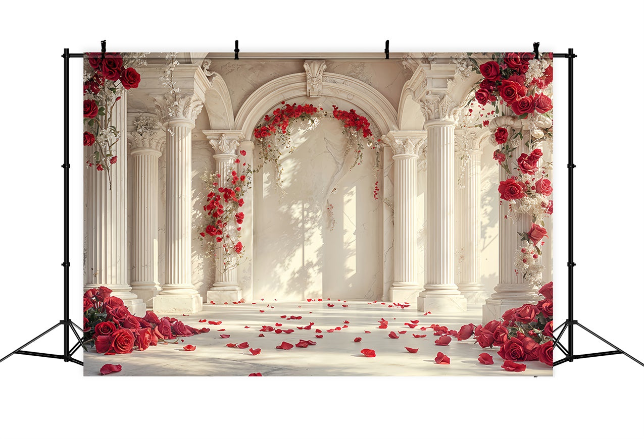 Valentine's Day Backdrop Rose Petals Marble Archway Backdrop BRP12-256