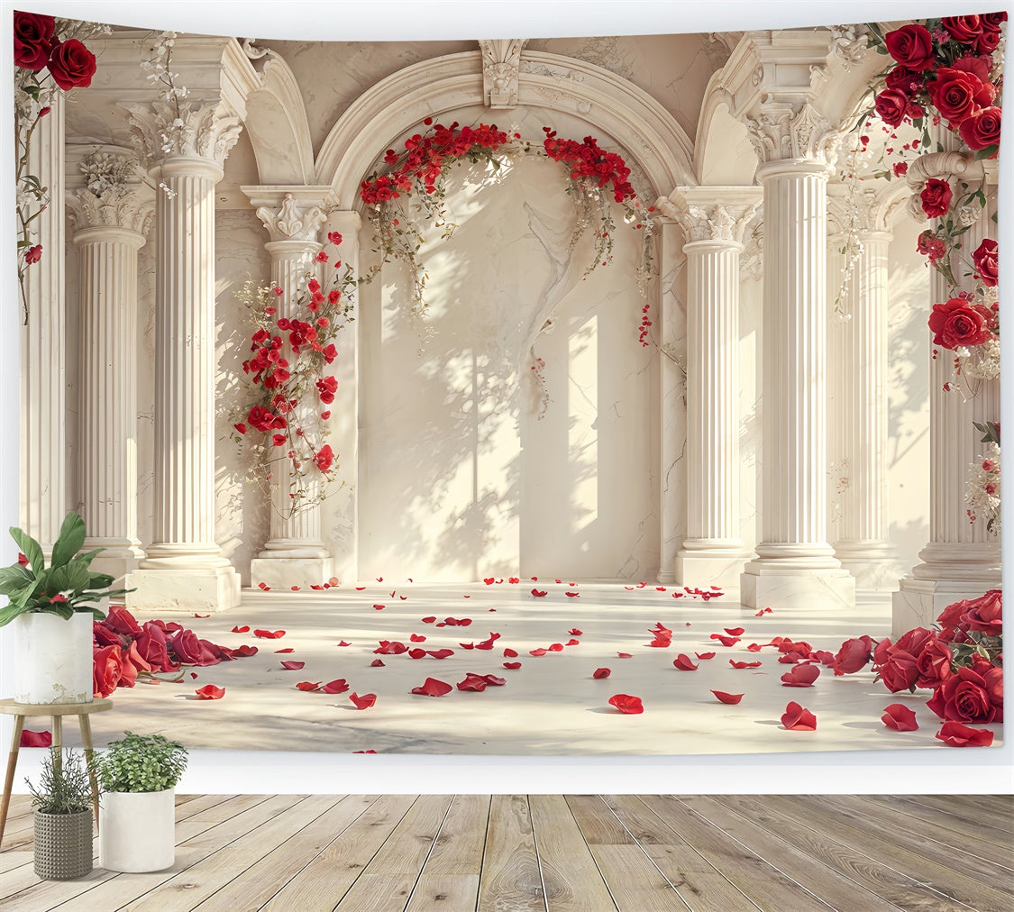 Valentine's Day Backdrop Rose Petals Marble Archway Backdrop BRP12-256