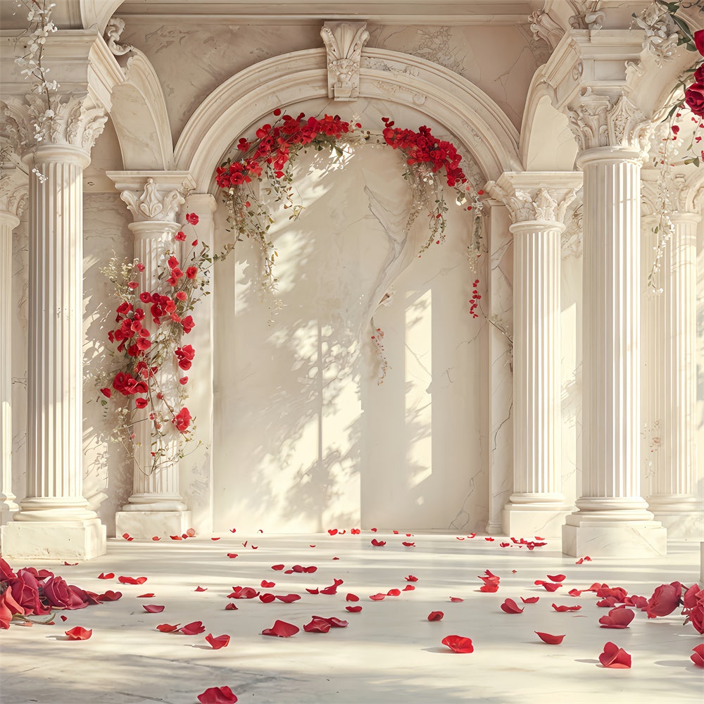 Valentine's Day Backdrop Rose Petals Marble Archway Backdrop BRP12-256