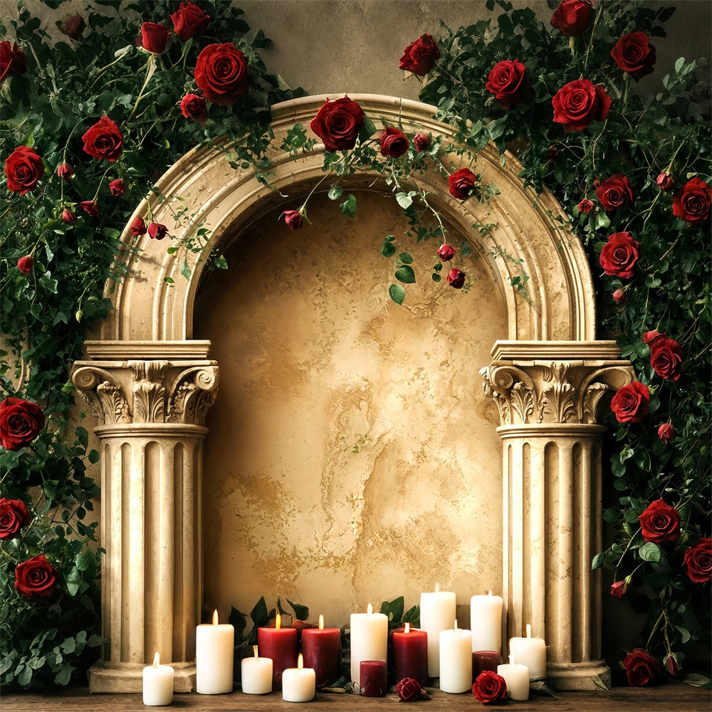 Valentines Day Picture Backdrop Gold Arch Rose Backdrop BRP12-258