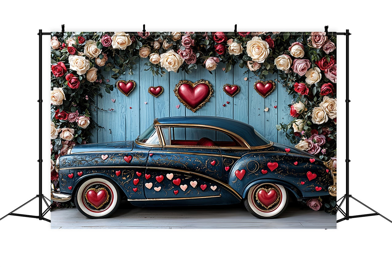 Valentine Photography Backdrop Rose Heart Car Display Backdrop BRP12-260