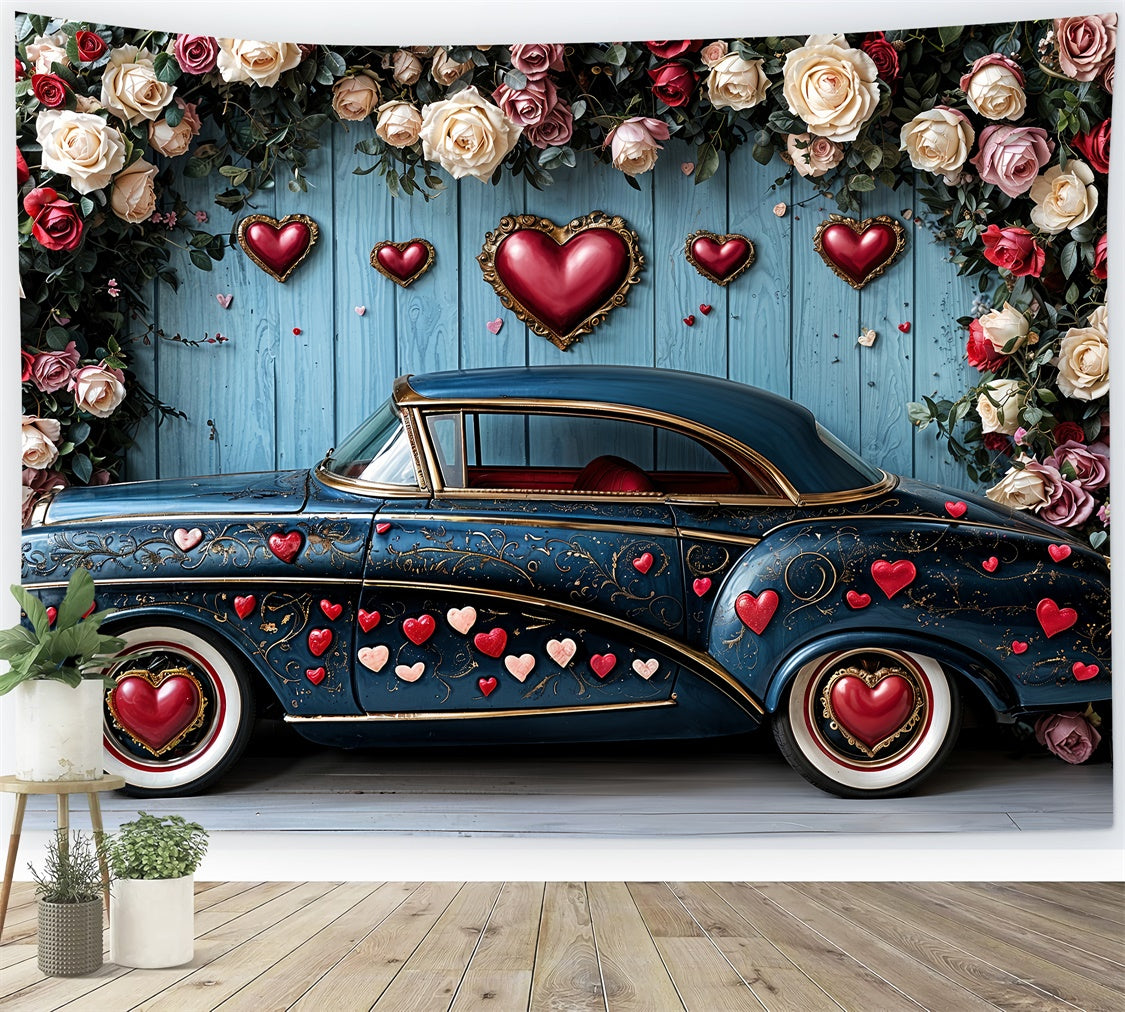 Valentine Photography Backdrop Rose Heart Car Display Backdrop BRP12-260