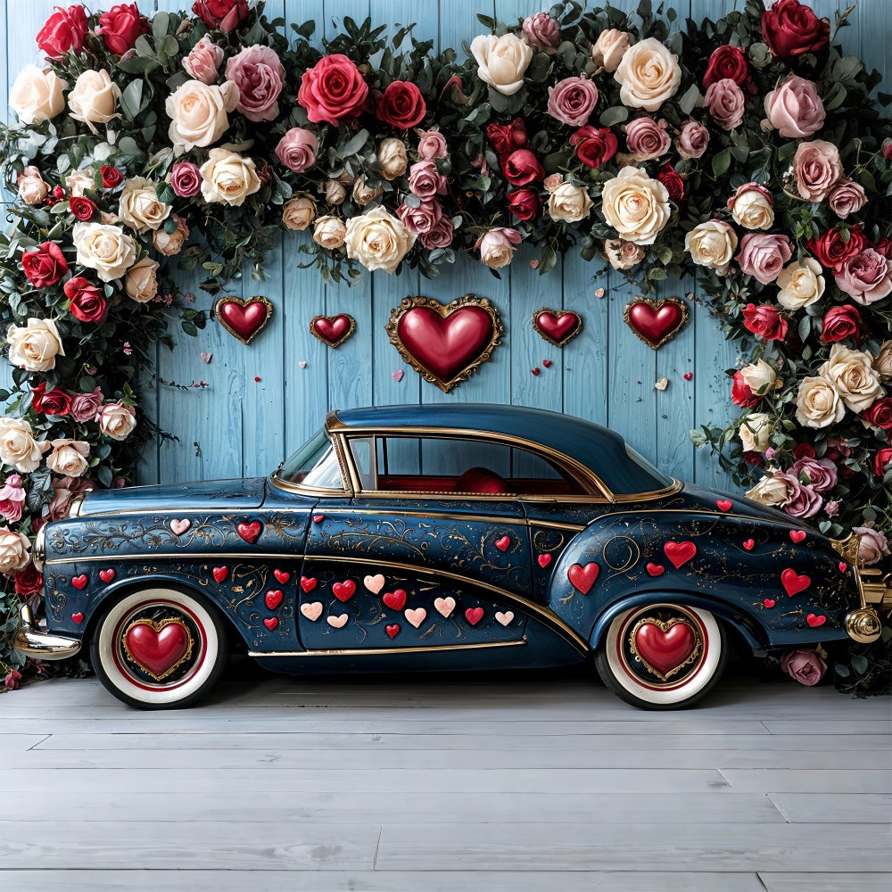 Valentine Photography Backdrop Rose Heart Car Display Backdrop BRP12-260