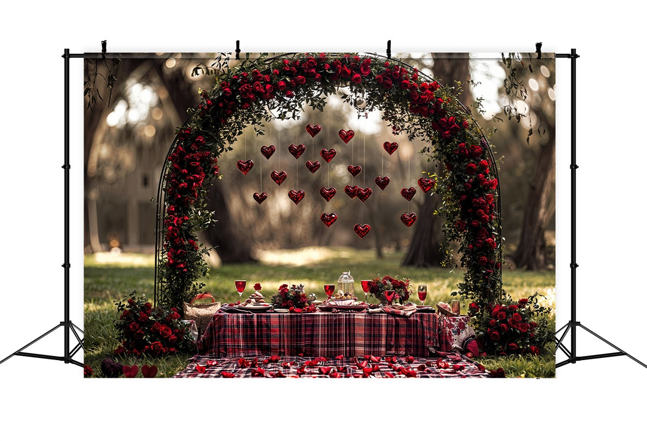 Valentine Photo Backdrops Red Rose Heart Picnic Backdrop BRP12-262