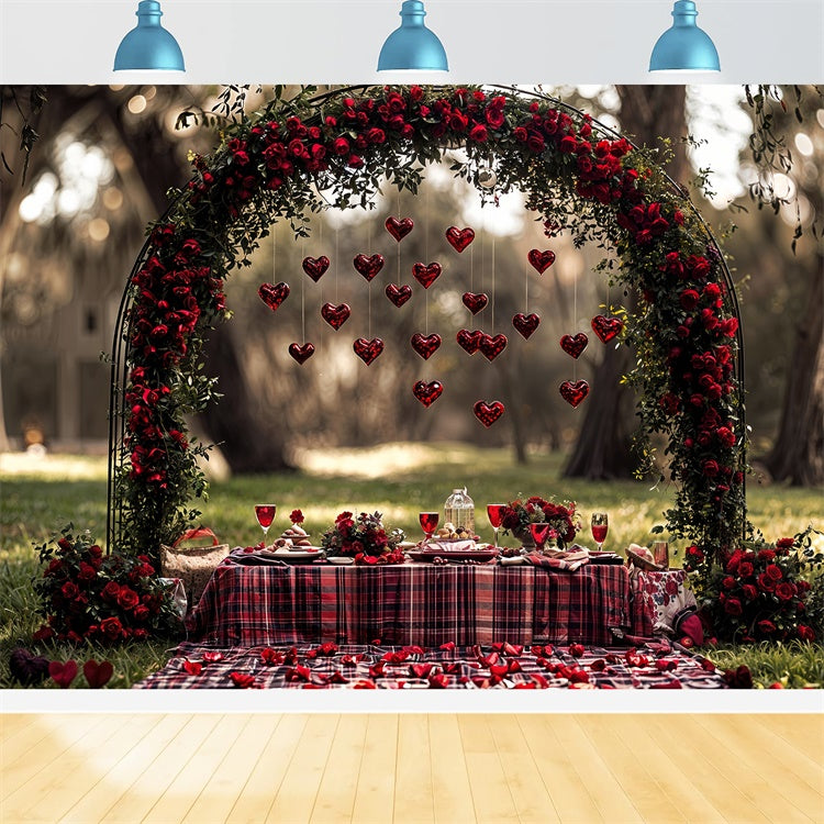 Valentine Photo Backdrops Red Rose Heart Picnic Backdrop BRP12-262