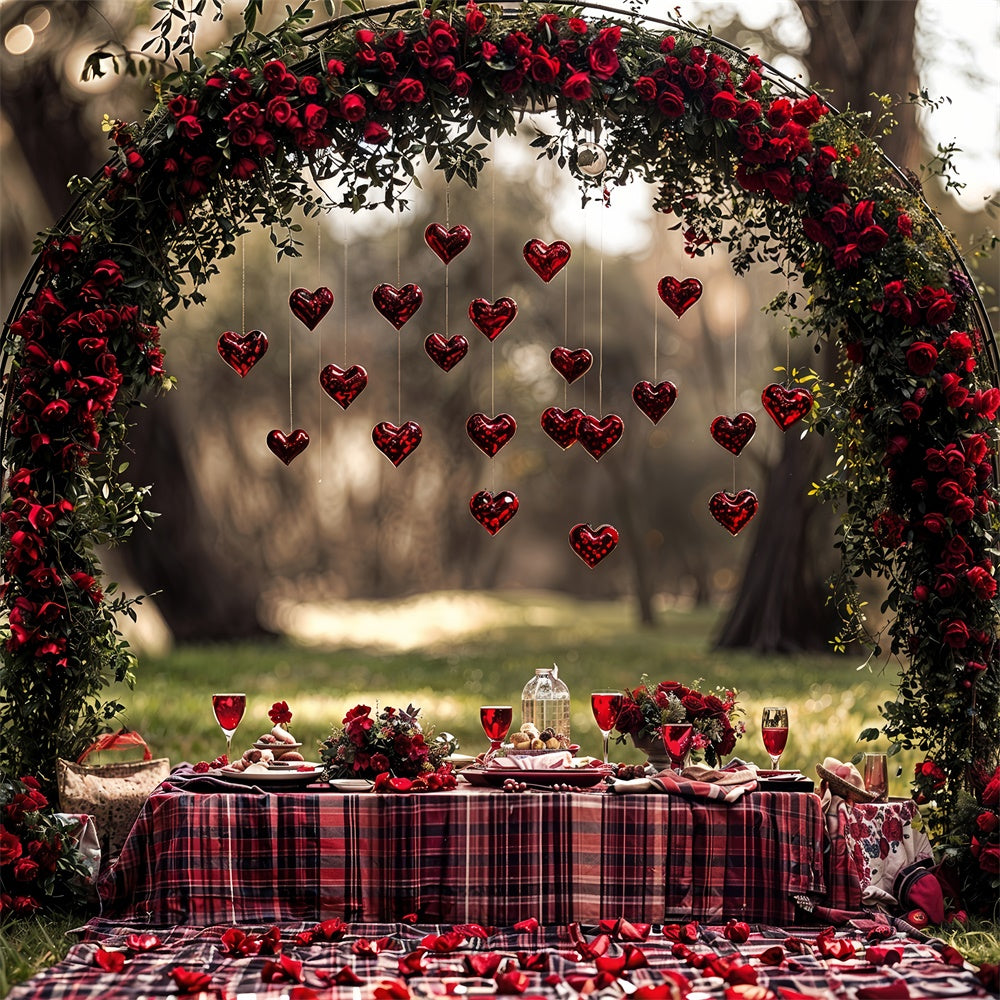 Valentine Photo Backdrops Red Rose Heart Picnic Backdrop BRP12-262