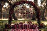 Valentine Photo Backdrops Red Rose Heart Picnic Backdrop BRP12-262