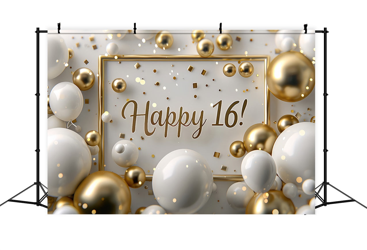 16th Birthday Backdrop Shimmering White Gold Party Backdrop BRP12-269