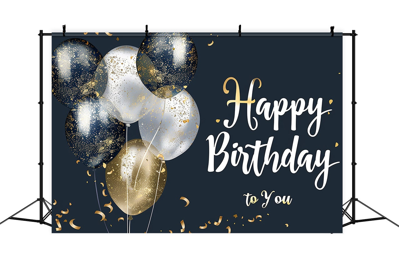 Personalized Birthday Backdrops Elegant Black Gold Confetti Backdrop BRP12-274