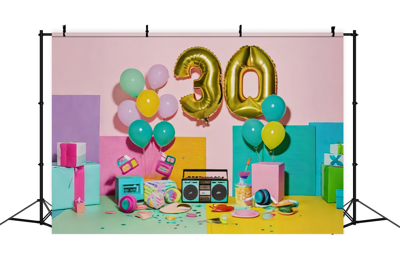 Backdrop Birthday Stylish Pastel Balloon 30th Party Backdrop BRP12-279