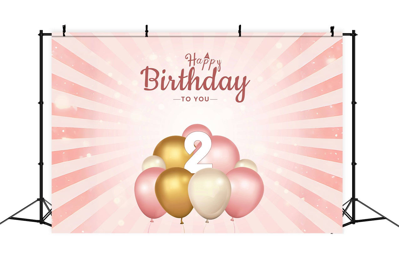 Birthday Party Backdrops Pink Gold Elegant 2nd Backdrop BRP12-281