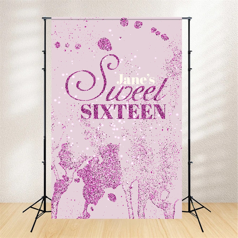 Backdrops Birthday Sparkling Pink Glitter Sweet 16 Backdrop BRP12-282