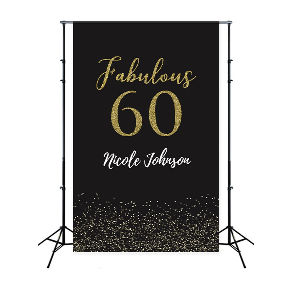 60th Birthday Backdrops Luxurious Black Gold Party Backdrop BRP12-284