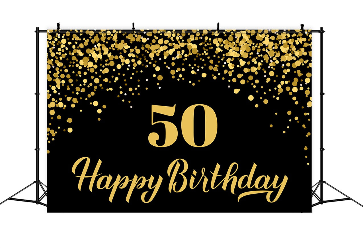 Custom Birthday Backdrop Black Gold Glitter 50th Backdrop BRP12-285