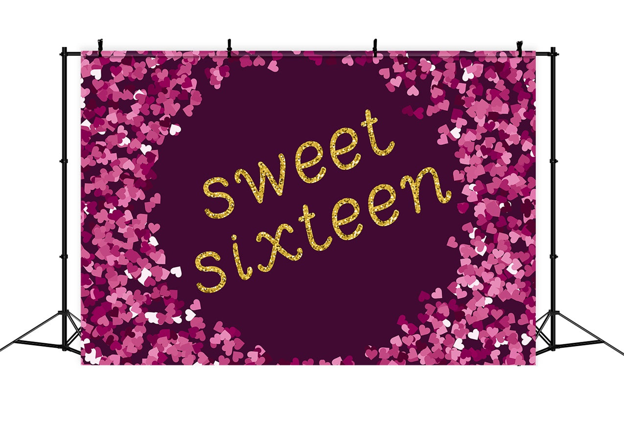 Birthday Photo Backdrop Purple Glitter Sweet Sixteen Backdrop BRP12-286