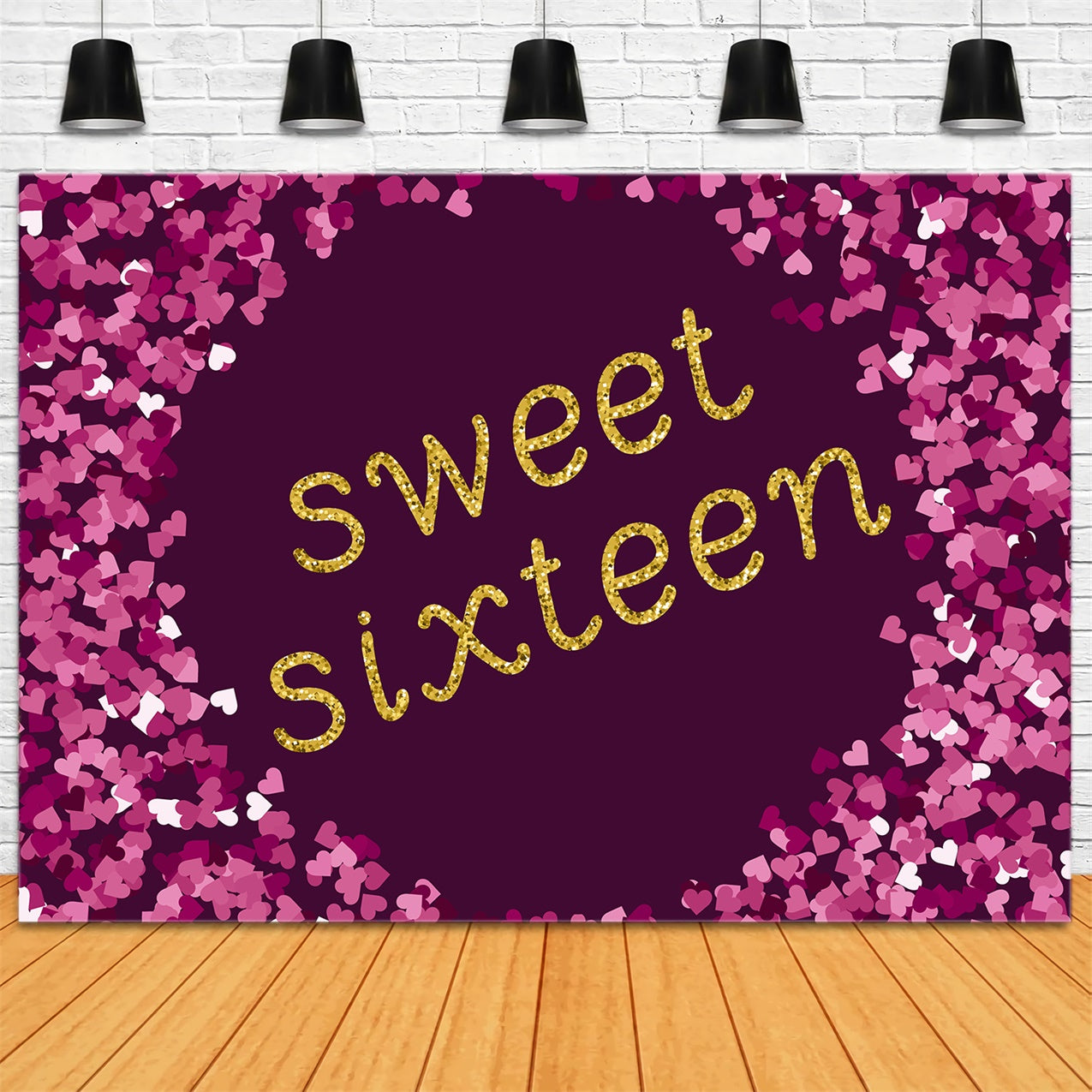 Birthday Photo Backdrop Purple Glitter Sweet Sixteen Backdrop BRP12-286