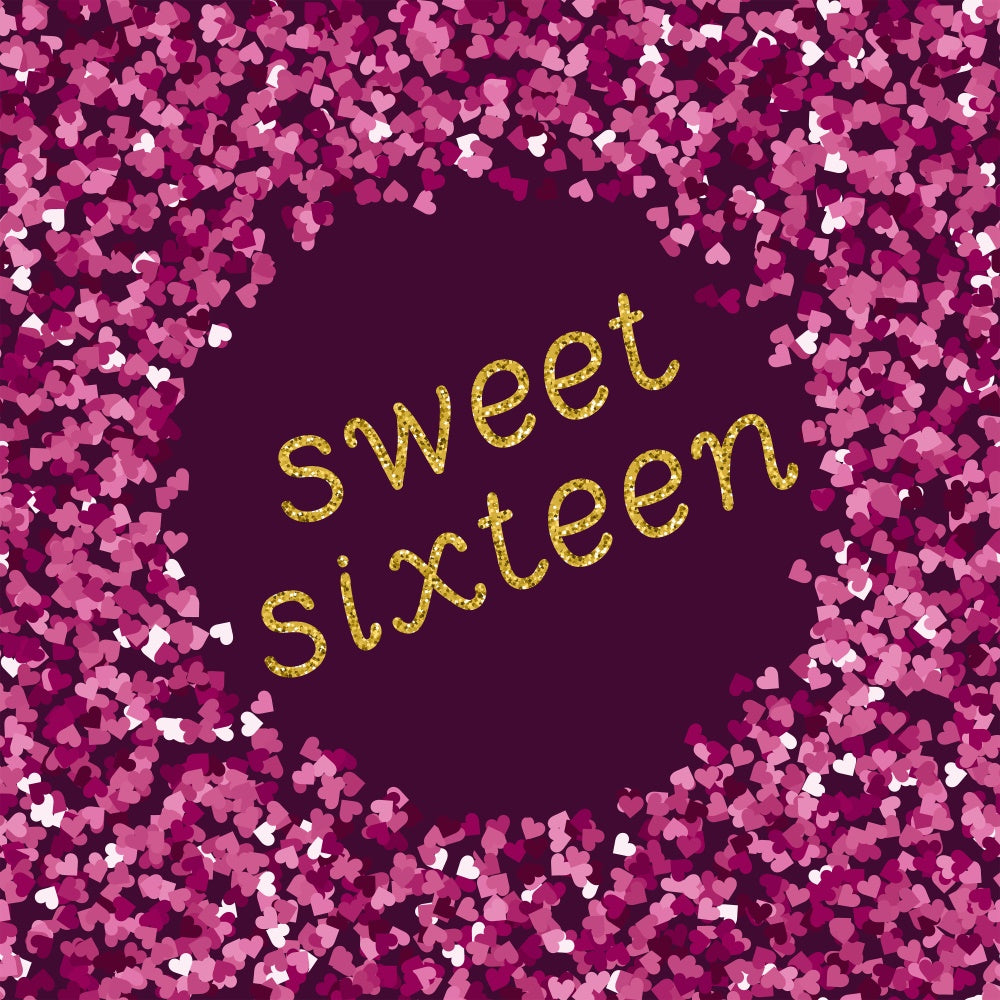 Birthday Photo Backdrop Purple Glitter Sweet Sixteen Backdrop BRP12-286